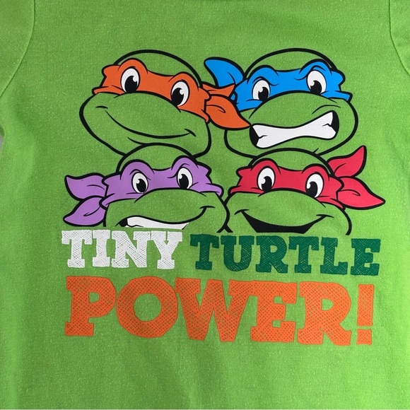 ⭒ 6-12M Nickelodeon Two Ninja Turtles 2015 Green Rompers Pyjamas Striped ⭒ - Picture 3 of 11